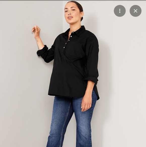 Old Navy Tops - Old Navy Maternity Boyfriend Popover Black Small